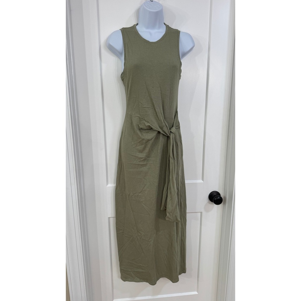 Mango MNG Olive Green Sleeveless Front Tie Waist Maxi Dress XS NWT 17031217